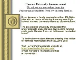harvard university announcement 051910