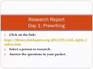 Research Report Day 1: Prewriting
