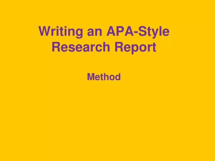 writing an apa style research report