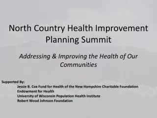 North Country Health Improvement Planning Summit