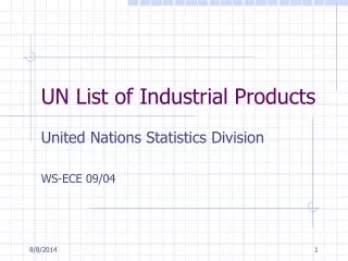 UN List of Industrial Products