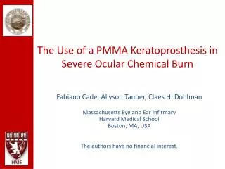 The Use of a PMMA Keratoprosthesis in Severe Ocular Chemical Burn