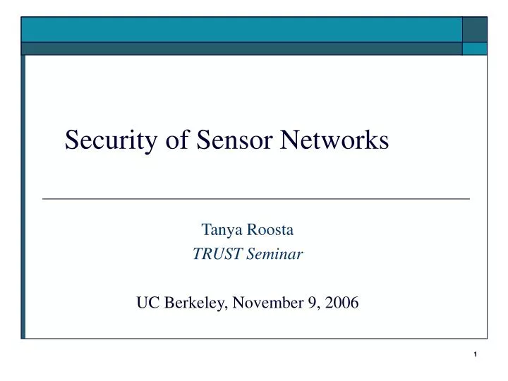 security of sensor networks