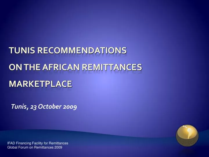 tunis recommendations on the african remittances marketplace