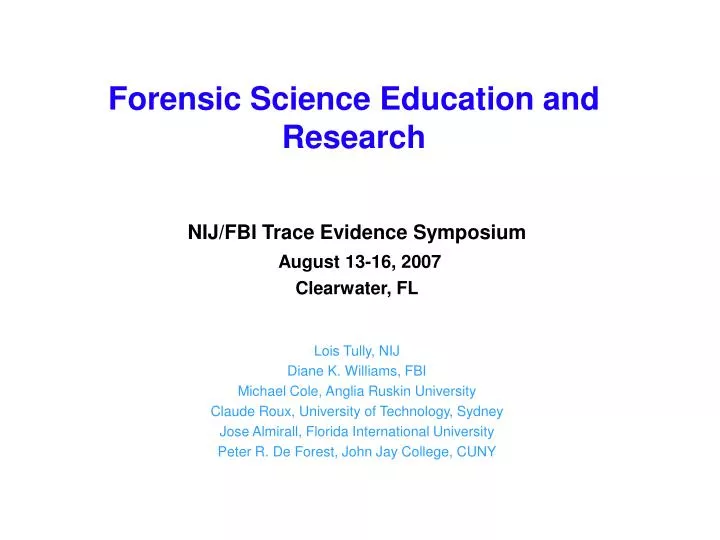 forensic science education and research