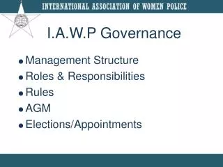 I.A.W.P Governance