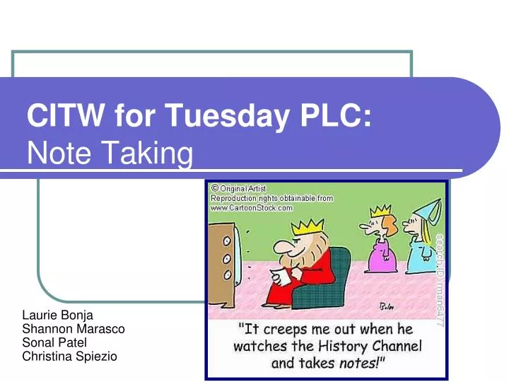 citw for tuesday plc note taking