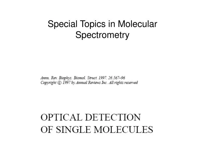 special topics in molecular spectrometry