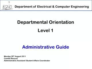 Departmental Orientation Level 1 Administrative Guide