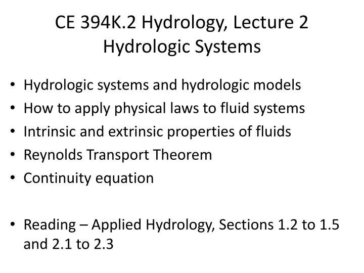 ce 394k 2 hydrology lecture 2 hydrologic systems