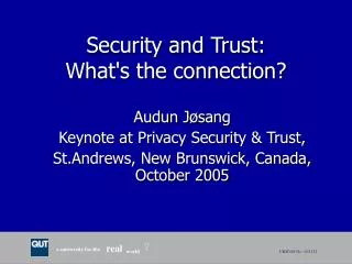Security and Trust: What's the connection?
