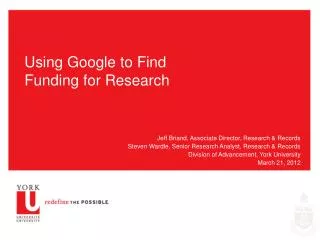 Using Google to Find Funding for Research