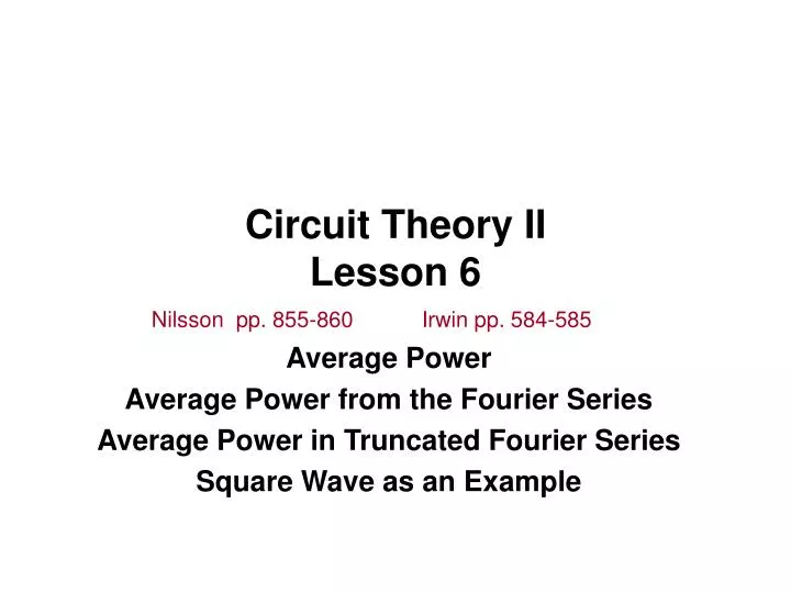 circuit theory ii lesson 6