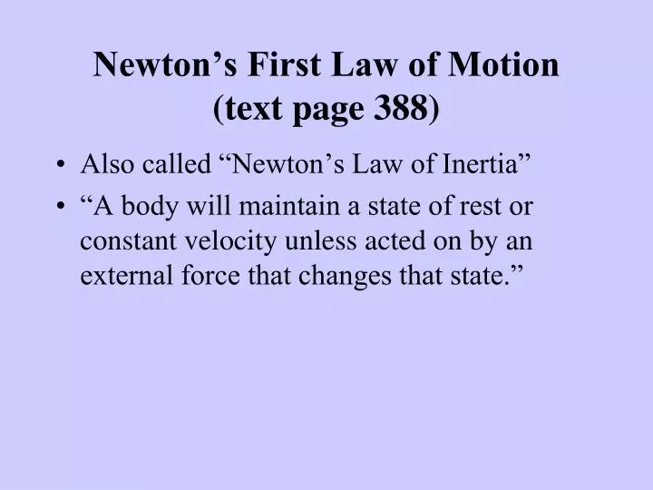 newton s first law of motion text page 388