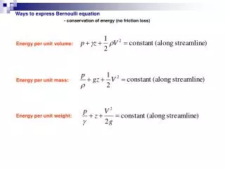 Ways to express Bernoulli equation