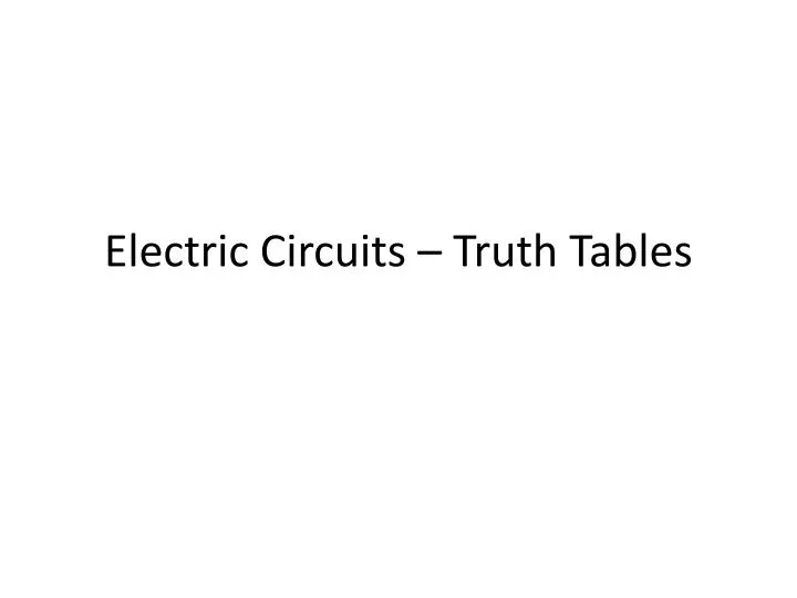 electric circuits truth tables