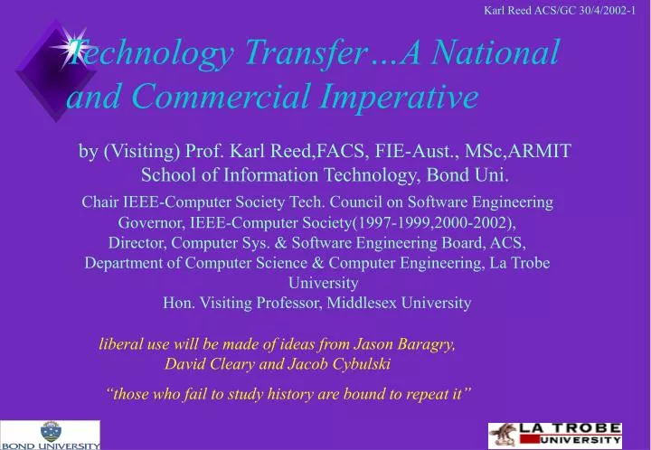 technology transfer a national and commercial imperative