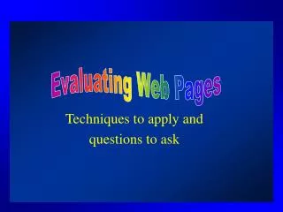 Evaluating Web Pages