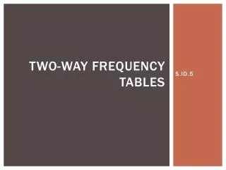 Two-way Frequency Tables