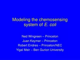 Modeling the chemosensing system of E. coli
