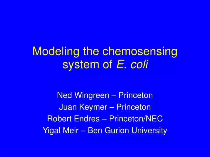 modeling the chemosensing system of e coli