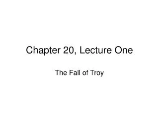 Chapter 20, Lecture One