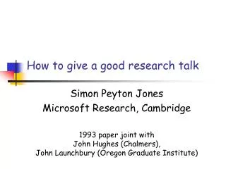 How to give a good research talk
