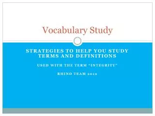 Vocabulary Study