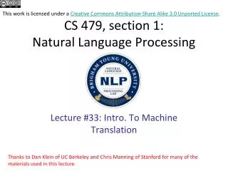 CS 479, section 1: Natural Language Processing