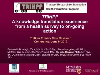 TRIHPP A knowledge translation experience from a health survey to on-going action