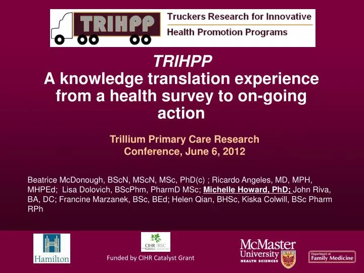 trihpp a knowledge translation experience from a health survey to on going action