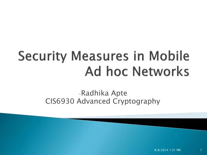 security measures in mobile ad hoc networks