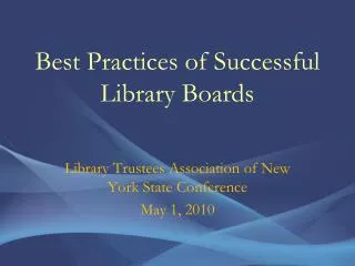 Best Practices of Successful Library Boards