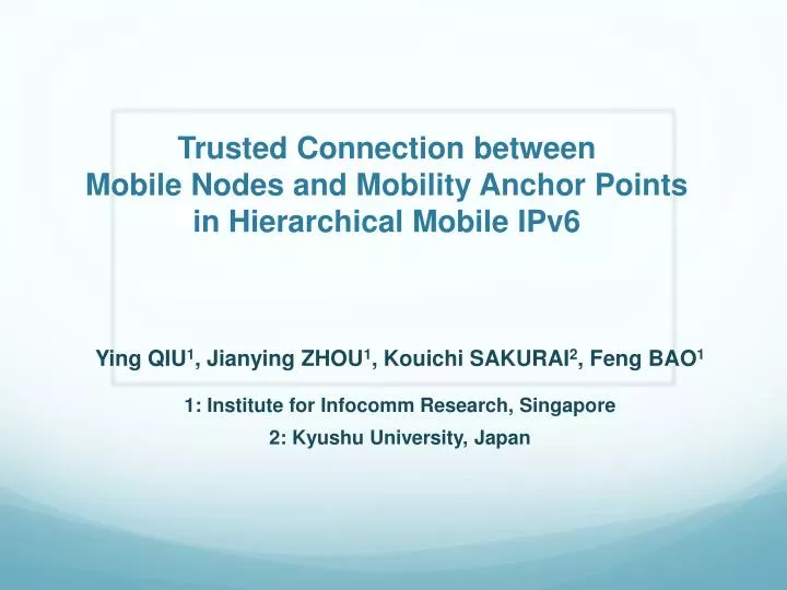 trusted connection between mobile nodes and mobility anchor points in hierarchical mobile ipv6