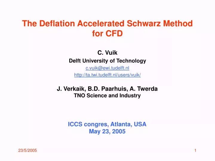 the deflation accelerated schwarz method for cfd