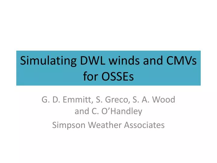 simulating dwl winds and cmvs for osses