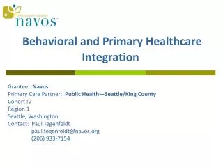 Behavioral and Primary Healthcare Integration