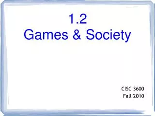 1.2 Games &amp; Society
