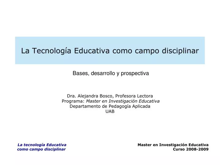 la tecnolog a educativa como campo disciplinar