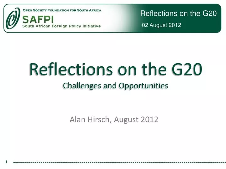 reflections on the g20 challenges and opportunities