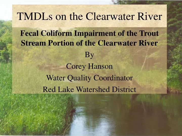 tmdls on the clearwater river