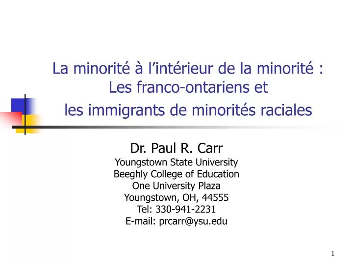 la minorit l int rieur de la minorit les franco ontariens et les immigrants de minorit s raciales