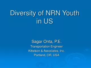 Diversity of NRN Youth in US