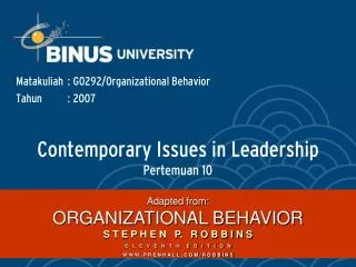 Contemporary Issues in Leadership Pertemuan 10