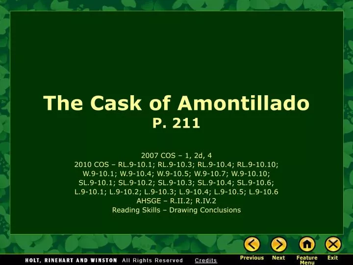 the cask of amontillado p 211