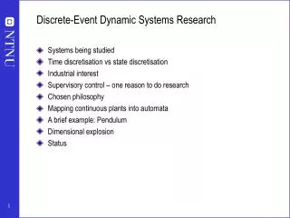Discrete-Event Dynamic Systems Research