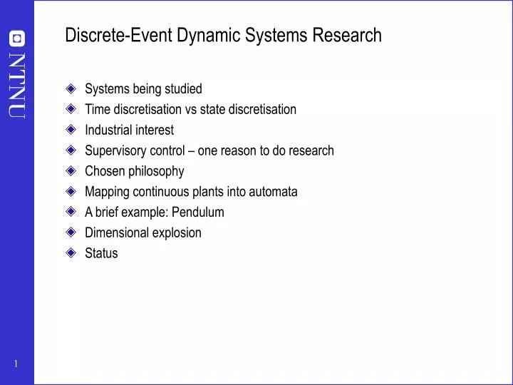 discrete event dynamic systems research