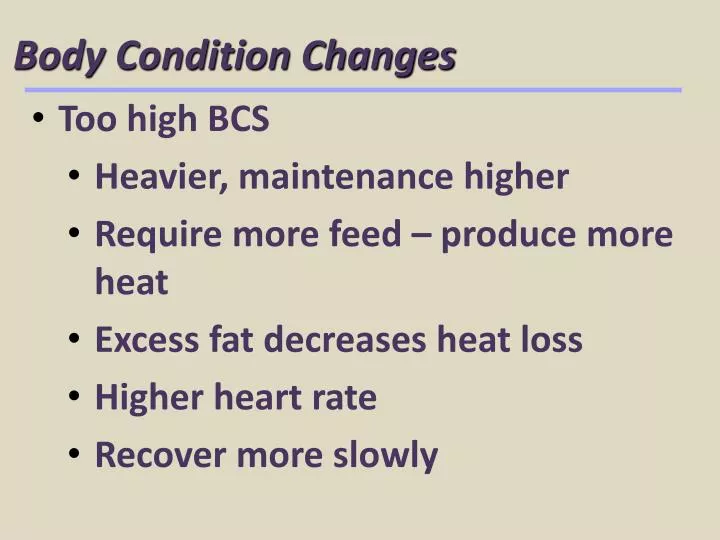 body condition changes