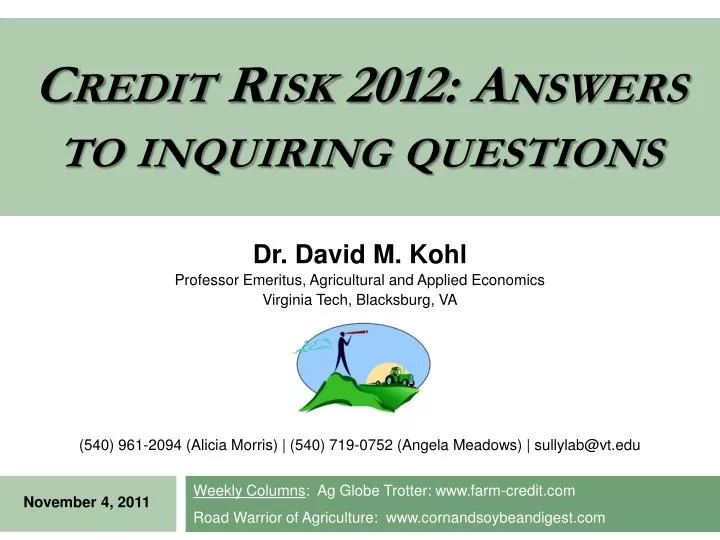 credit risk 2012 answers to inquiring questions