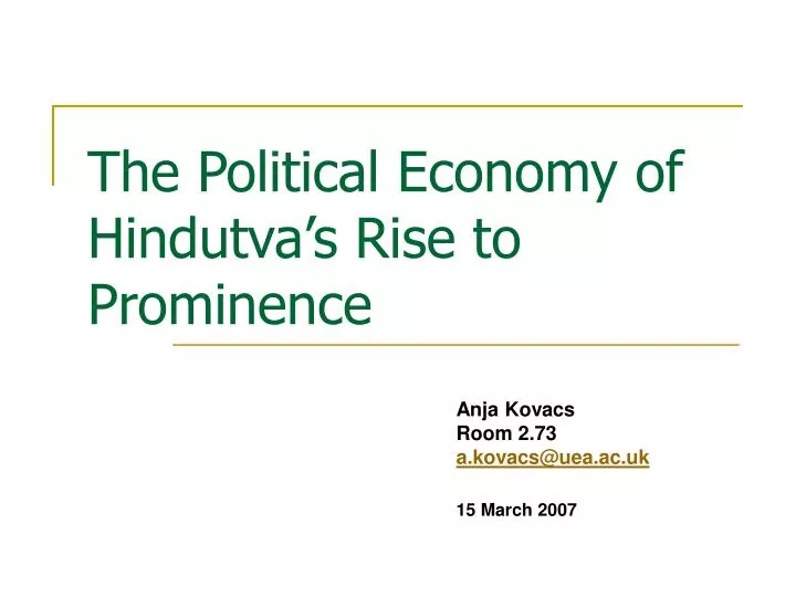 the political economy of hindutva s rise to prominence